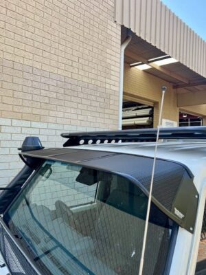Toyota Landcruiser 70-79 Series (fitted with factory snorkel) All Black Mesh Windscreen Sunvisor